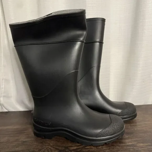 SERVUS Rubber Waterproof PVC Work Boots Plain Soft Toe Men 7 Wmn 9 - Picture 2 of 7